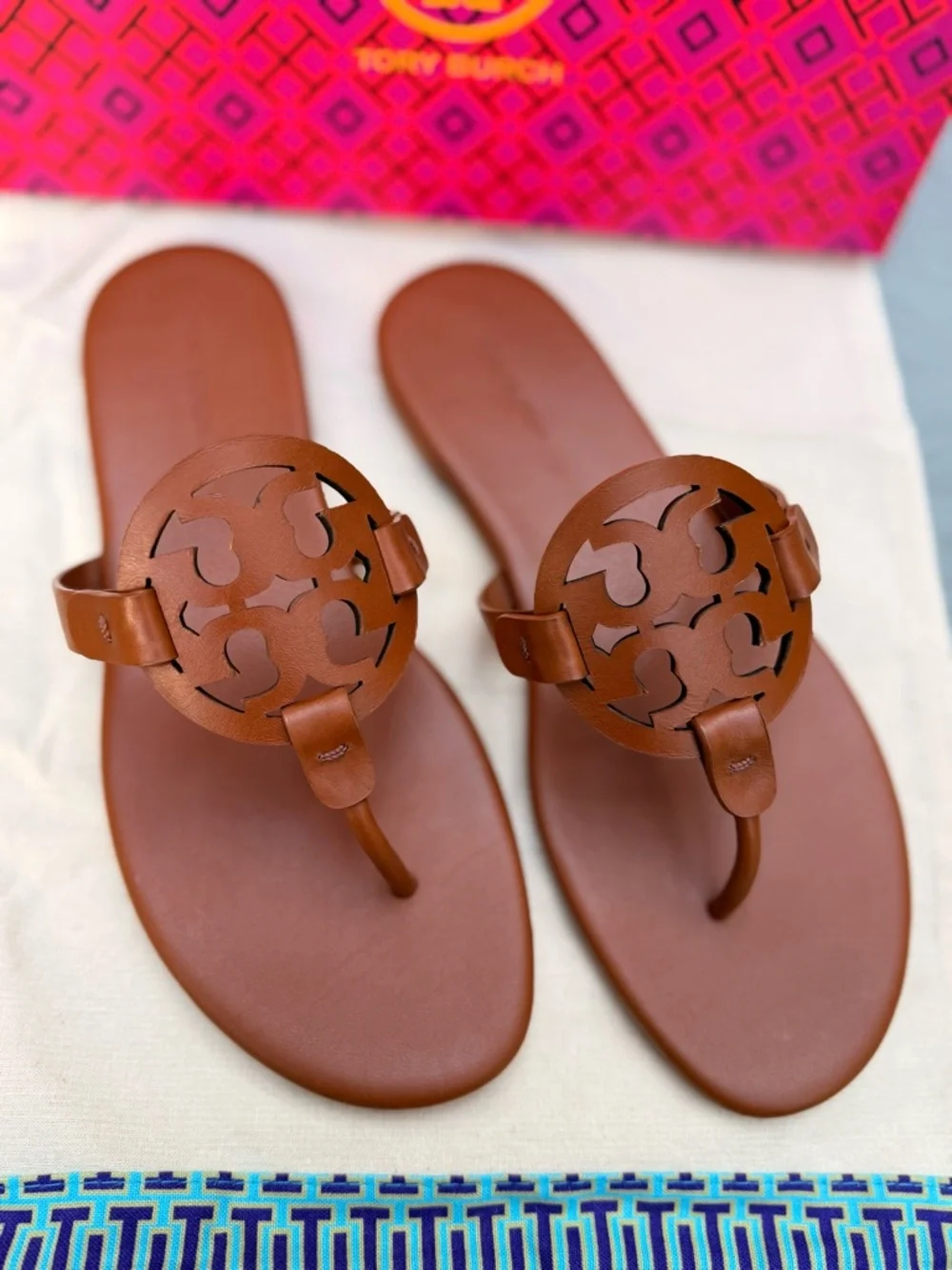 Tory Burch Miller Soft Calf Leather Sandals Brown